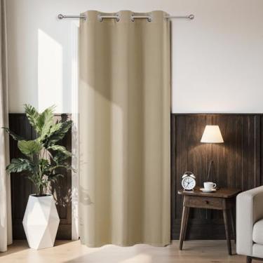 Imagem de Joydeco Cortina blackout para privacidade de entrada de 203 cm de comprimento, cortina de armário com ilhós para armário aberto, divisória de quarto para quarto e sala de estar (bege claro, 82 x 80 C