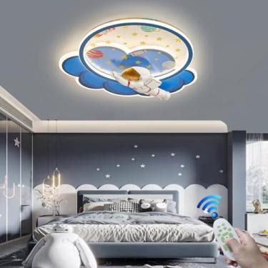 Imagem de Luminária de teto criativa de LED com design de foguete de desenho animado para quarto de menino, estilo nórdico, com intensidade regulável, lustre para ambientes internos, quarto de bebê, j