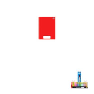 Imagem de Kit Caderno Brochura Pepper Vermelho 80 Folhas + Caneta Esferográfica Spiro 0.7mm + Marca Texto Boss Estojo 15 Cores