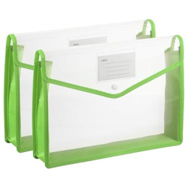 Imagem de PATIKIL Pastas de arquivo expansíveis de plástico, pacote com 2 envelopes de pasta de arquivos A4, tamanho carta, organizador de documentos, suprimentos com fecho de pressão para sala de aula