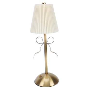 Imagem de Cryfokt Conduziu a Lâmpada de Mesa Elegante Recarregável Tecido Sombra Luz de Mesa para o Quarto Decoração do Hotel, Ferro, 1 X Cabo Usb (Amarelo)