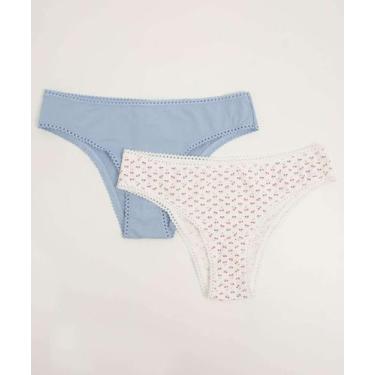 Imagem de Kit 2 Calcinhas Biquíni Estampa Cereja Marisa-83902, Azul, Off white, 