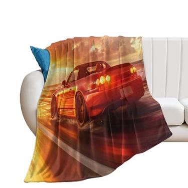 Imagem de HouLaiZhe Cobertor Super Macio Flanela Pôr do Sol Modificado JDM Carro S2000 Cobertores Frescos Leves de Refrigeração para Sofá-Cama Cadeira Sofá Carro Viagem ao Ar Livre Leve Quente 76 cm x 101 cm