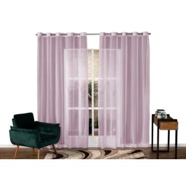 Imagem de Cortina em Voil Liso Para Sala ou Quarto Para Varão Simples Rosa 2,00m