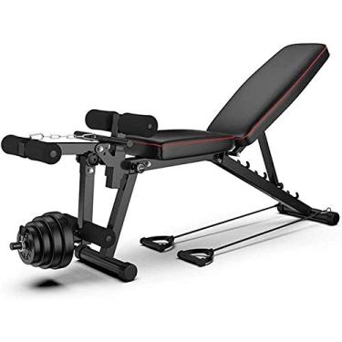 Imagem de LMJYU Banco de peso ajustável, com extensão de perna e curvatura da perna, banco dobrável de halteres, banco para levantamento de peso, treinamento em casa, academia, levantamento de peso, carga
