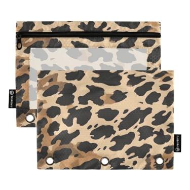 Imagem de CEBUGI 3 bolsas de lápis com zíper e janela transparente, 2 pacotes de estojo para exames de sala de aula (estampa animal)