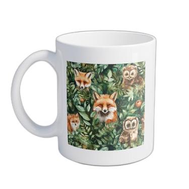 Imagem de Caneca Xícara Café Porcelana 300ml Com Design Aquarela Vida Selvagem