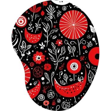 Imagem de Mouse Pad Ergonômico Gota Estampa Floral Vermelho Preto Contraste