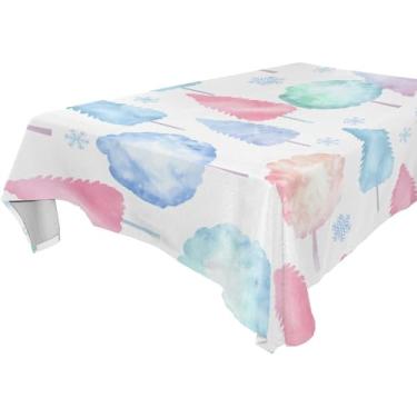 Imagem de Burbuja Toalha de mesa de árvore de Natal, toalha de mesa quadrada anti-rugas grossa para decoração de jantar, cozinha, festa, 152 x 152 cm