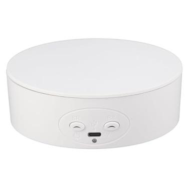 Imagem de GLOGLOW Expositor Giratório de 360 ​​graus, Material ABS, Plataforma Giratória Elétrica Silenciosa, Capacidade de 3 Kg para Garrafas de Vinho, Cosméticos e Relógios Decoração Diária (Branco)