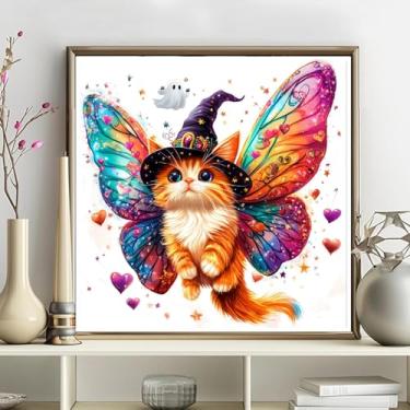 Imagem de Kits de arte de diamante 5D para adultos - kits de pintura de diamante DIY Halloween, broca redonda completa - artesanato de ponto cruz bordado de cristal para decoração de parede, presentes de Natal