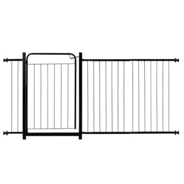 Imagem de Portão Para Cachorro Cercado Pet Criança Bebê Grade Proteção Portas Parede Segurança Vários Tamanhos (Preto, Portão com 2 ext. de 40cm e 1 de 10cm)