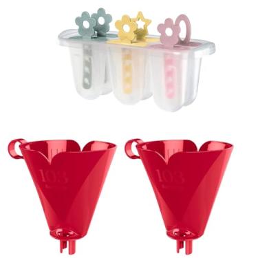 Imagem de Kit com 2 Suporte de Filtro de Café Vermelho 103 + 1 Forma de Picolés Plástica para 6 picolés