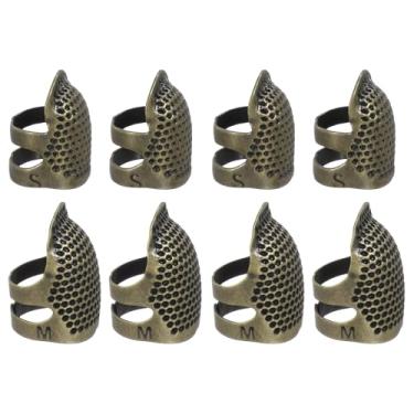 Imagem de PATIKIL Dedal de costura, 8 peças de dedais de metal para costura à mão, protetor de dedo ajustável, kit de suprimentos de artesanato, acessórios, bordado, à mão, ferramentas DIY, verde cobre