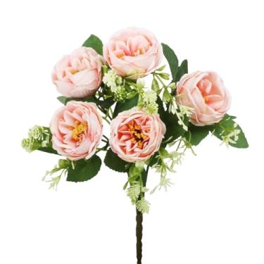Imagem de WGKOMEGE 6 pacotes de peônias de flores artificiais, peônias falsas, buquê de flores artificiais para mesa, centro de mesa, decoração de casamento, arranjo floral nupcial (pacote com 6 unidades)