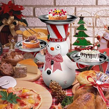 Imagem de Sanpyl Ornamento de Boneco de Neve de Natal Adorável Festa Em Casa Comida Lanche Rack de Armazenamento para Eventos de Natal Resina Branca (#3)
