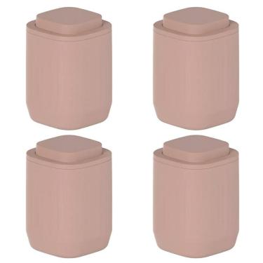 Imagem de 4X Porta Algodão Cotonete Bancada Banheiro Moderno Ou Marrom