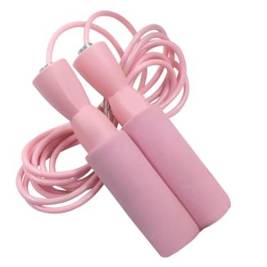 Imagem de Auvotuis Corda de pular sem emaranhados, corda de salto de aço rosa com alças de espuma para exercícios cardiovasculares e de treinamento