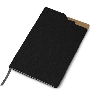 Imagem de Caderno de Anotações Executivo com Capa Dura em Material Reciclável, 80 Folhas Pautadas Bege, Suporte para Caneta, 21,3x14,5cm (1, Preto)