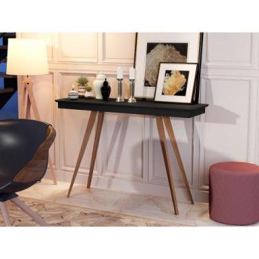 Imagem de Aparador Sala Pés Madeira Retrô e Tampo MDF Preto - Loja Tigo