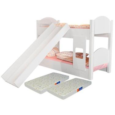 Imagem de Beliche Infantil Lais com Escorregador Com Colchão - Loja Tigo