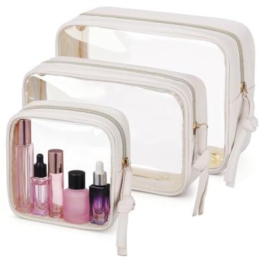 Imagem de Segbeauty 3 bolsas de viagem transparentes para artigos de higiene pessoal, estojo cosmético para recipientes de garrafas de viagem, bolsa de higiene à prova d'água, bolsa de cuidados com a pele com