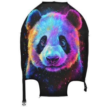 Imagem de Joisal Capa protetora de bagagem colorida com cara de panda para viagem, acessórios especiais antiarranhões para bagagem de viagem, Rosto de panda colorido, S 18-20 in, Capa de mala
