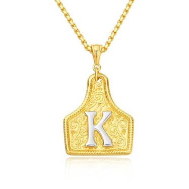 Imagem de rgwtgkyh Colar feminino com fivela de cinto prata com pingente de letra inicial ocidental delicado colar com pingente de letra personalizada joias presentes para cowgirl cowboy, Large, Metal, Sem