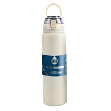 Imagem de Garrafa Térmica Inox 316 800ml Squeeze Premium Antivazamento Longa Duração Academia Trabalho Escola Viagem Esportiva Hidratante Bebida Fria Quente (Branco)