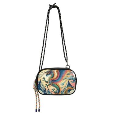 Imagem de TSENQUE Bolsa feminina de nuvem de dragão chinês pequena bolsa transversal sobre o ombro bolsas de viagem casual linda bolsa para celular com alça