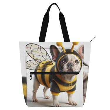 Imagem de GAIGEO Sacola feminina divertida de trabalho com buldogue de abelha fofa para faculdade, escola, bolsas para professores com compartimentos