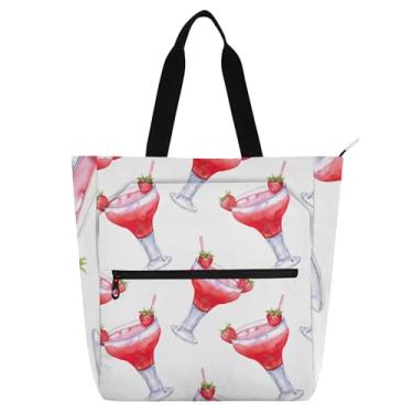 Imagem de GAIGEO Bolsas de trabalho femininas para coquetéis de morango, bolsa escolar universitária, bolsa para professores com compartimentos