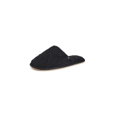 Imagem de Barefoot Dreams Pantufas femininas CozyChic com nervuras, Preto, 9-10