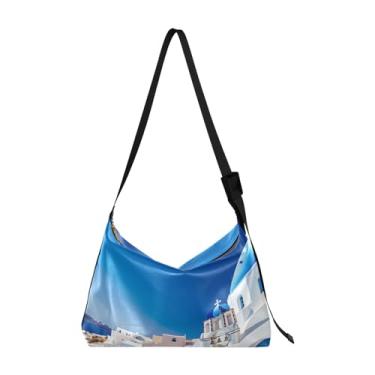 Imagem de Bolsa Hobo de Ombro Leve de Basquete com Fogo e Água, Bolsa Feminina de Couro Transversal, Bolsa tiracolo Vegana, Parede pintada de branco e azul - 3, One Size