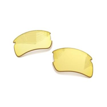 Imagem de Lentes de reposição polarizadas de 1,6 mm para óculos de sol Oakley Flak 2.0 XL OO9188 59 mm, proteção UV, lente espelhada escura, peças de reparo e kit (amarelo HD)