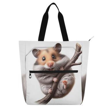 Imagem de GAIGEO Bolsa feminina com estampa de animais fofos, bolsa escolar de lona com zíper, bolsas infantis para amantes de livros