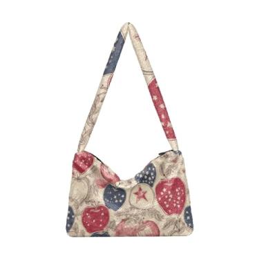 Imagem de Bolsa de ombro de pássaros coloridos, bolsa de pelúcia sob o braço, bolsas de ombro femininas, American Fruit 1, One Size