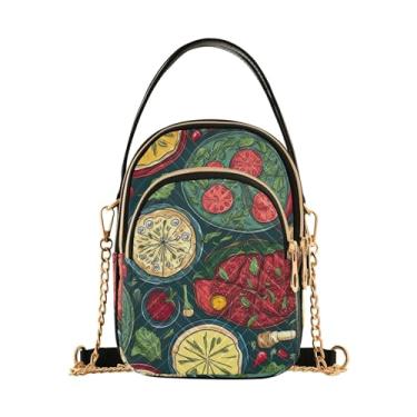 Imagem de Bolsa tiracolo feminina boneco de neve em cinza com corações vermelhos, bolsas pequenas para mulheres transversais, bolsa de verão, Prato de pizza - 2, One Size