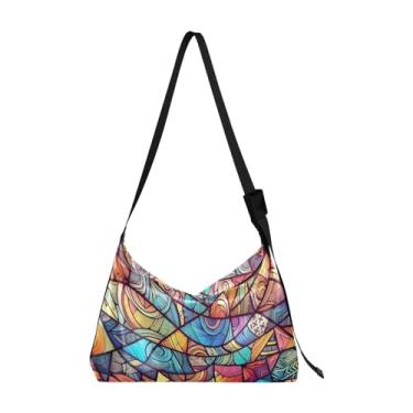 Imagem de Walls Bolsa de ombro Hobo de couro pintada à mão, bolsas transversais de couro masculinas, bolsa de ombro de couro