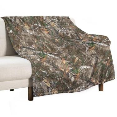 Imagem de Cobertores de flanela de carvalho, estampa de camuflagem de floresta verde, cobertor de cama para sofá, cadeira 76 x 101 cm