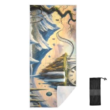 Imagem de Joitme Surreal Clock Toalha de banho infantil azul, tamanho M, toalhas de piscina de secagem rápida, toalhas para nadadores