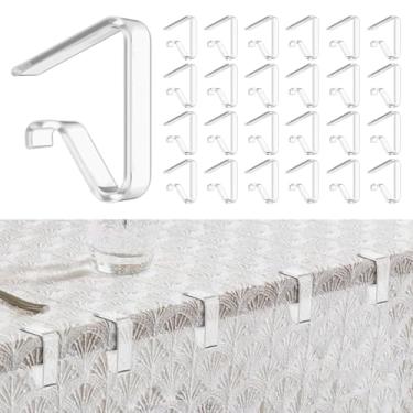 Imagem de Neyauo 24 clipes transparentes de suporte de toalha de mesa para mesas grossas, clipes de toalha de mesa de plástico à prova de vento, grampos de capa de mesa para Natal, festa de casamento