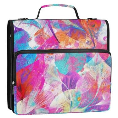 Imagem de Fichários de 3 cm com 3 anéis, folhas resistentes, Utopia, abstrato, com zíper, bolsa escolar com alça de ombro, portfólio colorido, suporte para 500 folhas