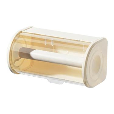 Imagem de SiaBiced Porta-toalhas de papel, dispensador de papel higiênico e lenços de papel, com prateleira superior para temperos, ideal para hotéis, residências, Branco