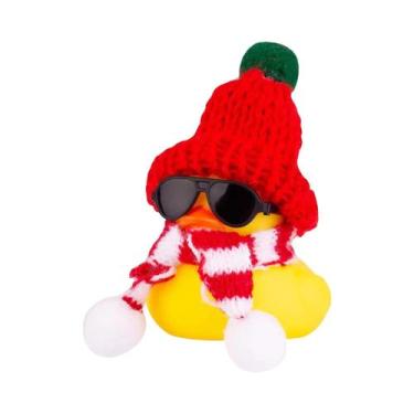 Imagem de Enfeite De Carro Pato De Borracha De Inverno Com Mini Chapéu E Cacheco