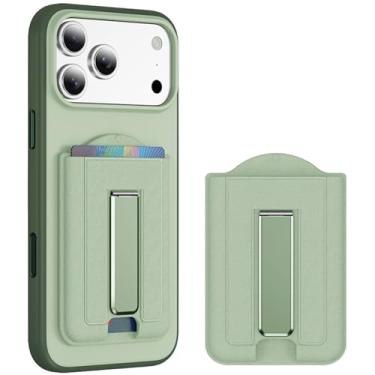 Imagem de Sesty Compatível com carteira Magsafe com 2 porta-cartões, suporte magnético ajustável ultrafino para iPhone 17/17 Air/17 Pro/17 Pro Max/iPhone 16/15/14/13/12 séries (verde musgo)
