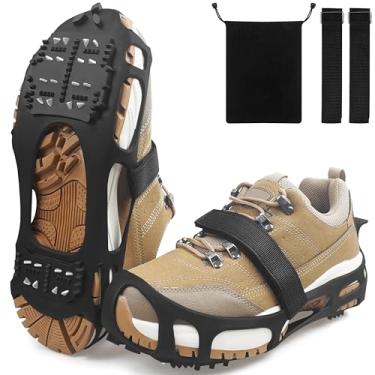 Imagem de SILANON Crampons — Chuteiras de neve para sapatos e botas de caminhada para mulheres, homens, caminhando na neve e no gelo, antiderrapante, 24 travas de neve