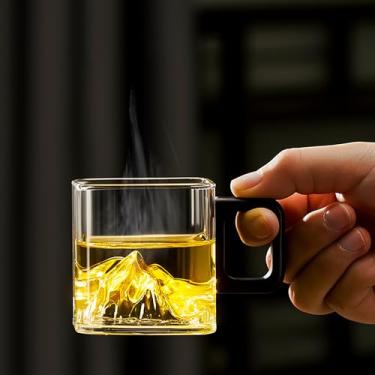 Imagem de Xícara de chá de vidro transparente com alça, 120 ml, formato quadrado, porção única