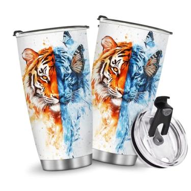 Imagem de Copos de café de viagem isolados caneca copo tigre garrafa de água presentes para presente de aniversário de Natal 590 ml homens pai pai avô meninos