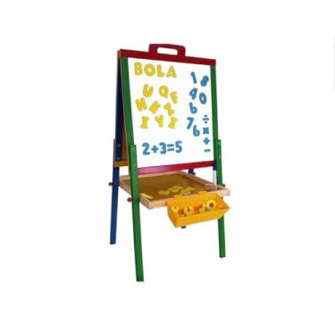 Imagem de 1 Lousa Infantil 3 em 1 Carimbra – Cavalete Dobrável com Giz, Caneta e Quadro Magnético Educativo